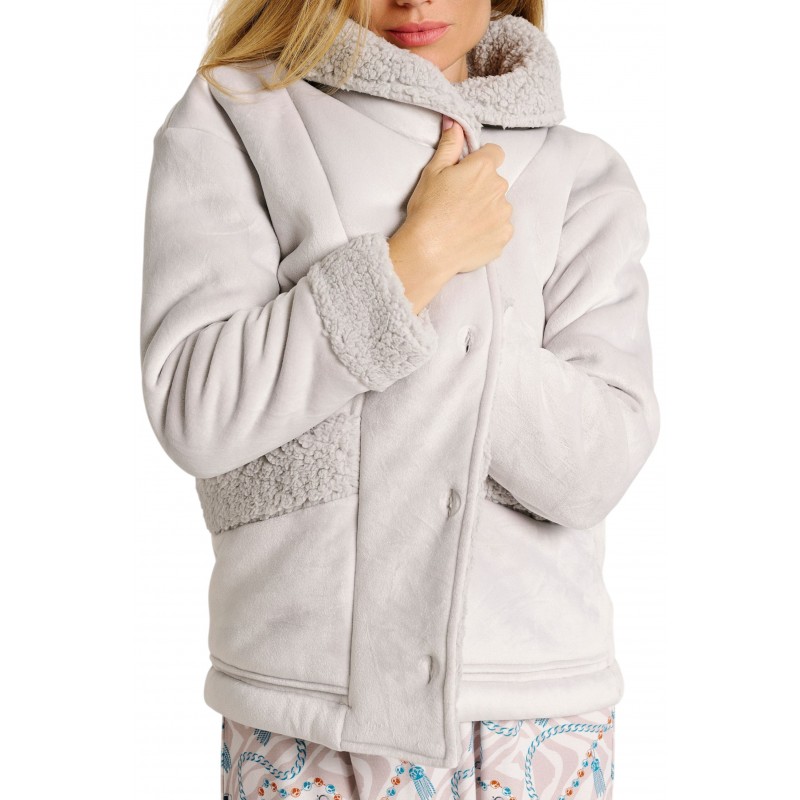 MUYDEMI - Γυναικεία Jacket-Style Ρόμπα με Sheepskin Λεπτομέρειες