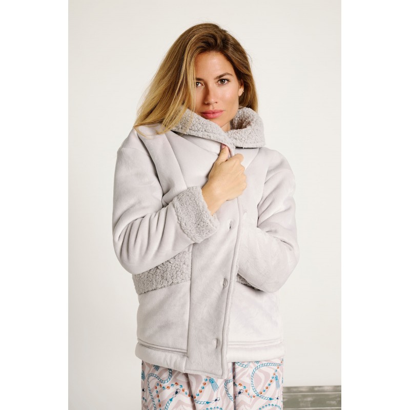 MUYDEMI - Γυναικεία Jacket-Style Ρόμπα με Sheepskin Λεπτομέρειες