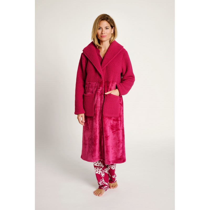 MUYDEMI - Γυναικεία Ρόμπα Μακριά με Συνδυασμό Sheepskin και Γούνα