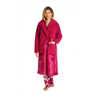 MUYDEMI - Γυναικεία Ρόμπα Μακριά με Συνδυασμό Sheepskin και Γούνα