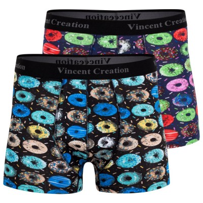 Vincent Creation - Ανδρικό Boxer Cotton Trunks Donuts All-Over Print 2-pack