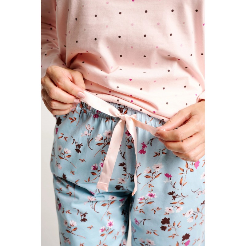 MUYDEMI - Γυναικεία Χειμερινή Πυτζάμα με Πουά και Floral Print