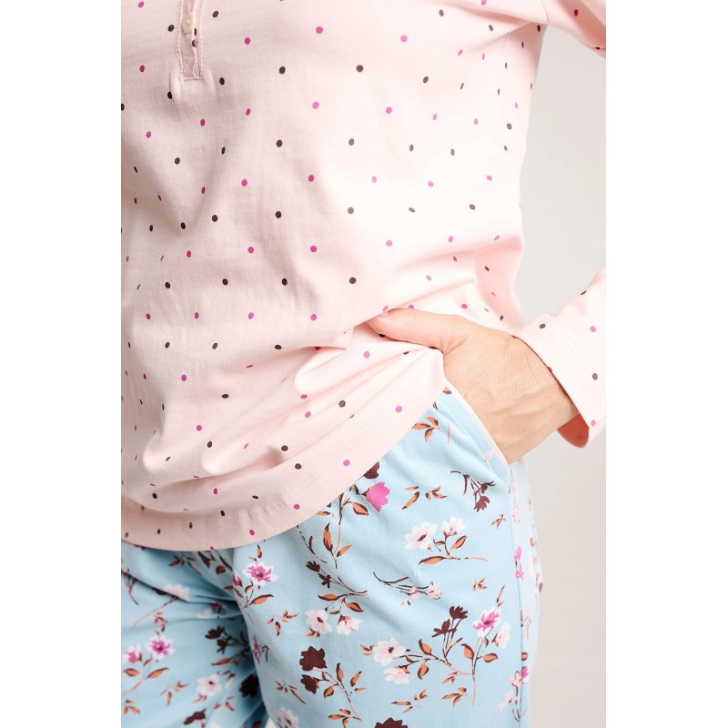 MUYDEMI - Γυναικεία Χειμερινή Πυτζάμα με Πουά και Floral Print