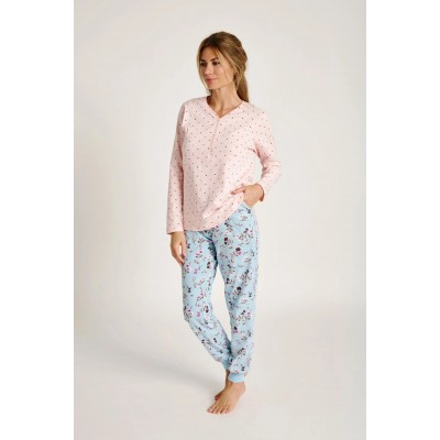 MUYDEMI - Γυναικεία Χειμερινή Πυτζάμα με Πουά και Floral Print