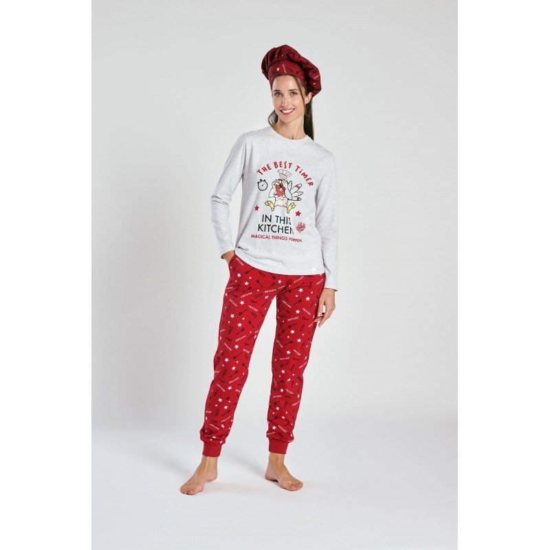 MUYDEMI - Γυναικεία Χειμερινή Πυτζάμα με Kitchen-Print XMAS