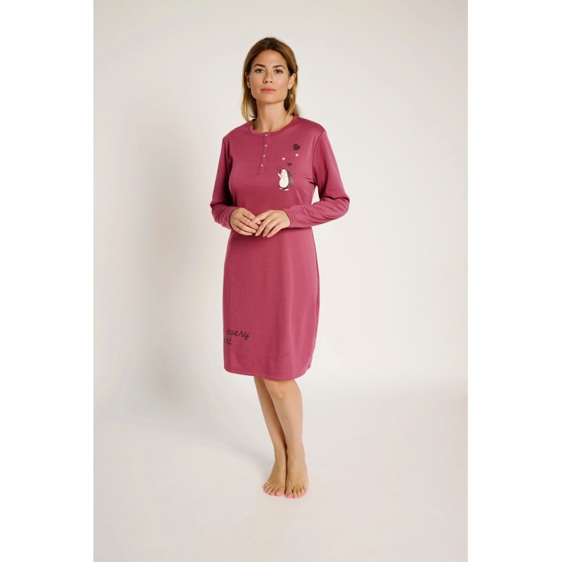 MUYDEMI - Γυναικείο Χειμερινό Νυχτικό Hedgehog-Patterned