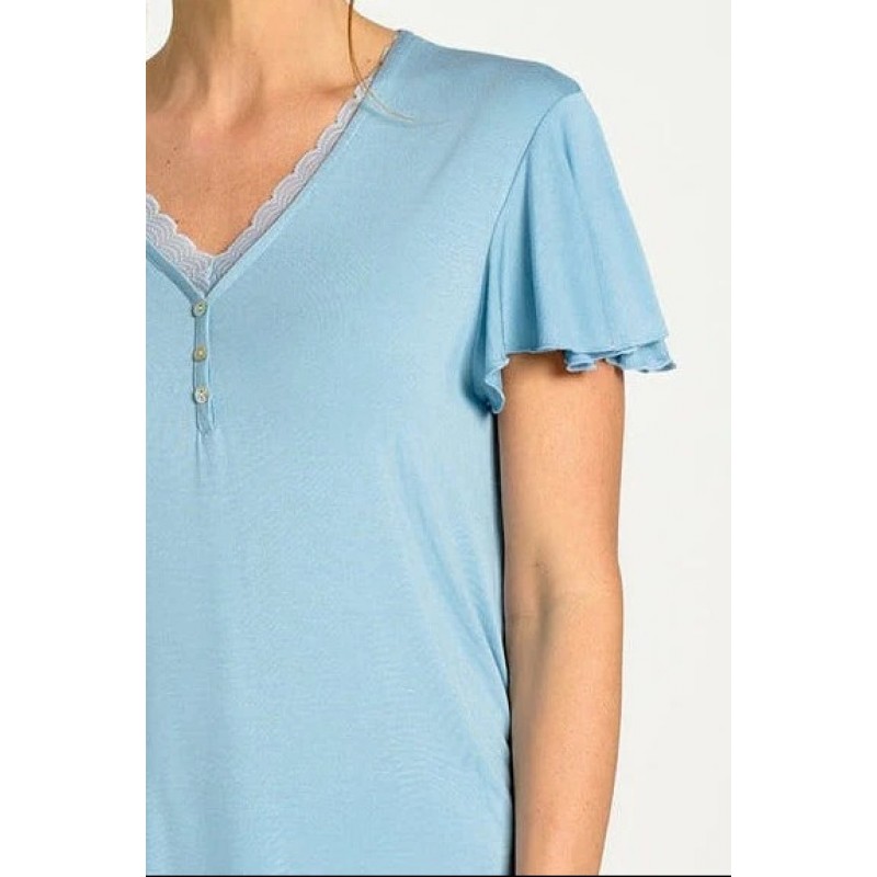 MUYDEMI - Γυναικεία Καλοκαιρινή Πυτζάμα με Κοντό Μανίκι και Σχέδιο Λουλούδια