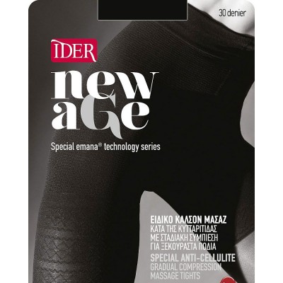 Ider - NEW AGE 30 Den Διάφανο Ελαστικό Αντικυτταριδικό Καλσόν - ΜΑΥΡΟ