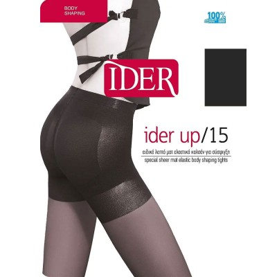 Ider Up 15Den Γυναικείο Καλσόν Λεπτό Ματ Body Shaping με Λαστέξ Κιλότα - ΜΑΥΡΟ