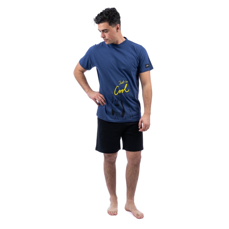 Sara - Ανδρική Βαμβακερή Πυτζάμα με Κοντό Παντελόνι