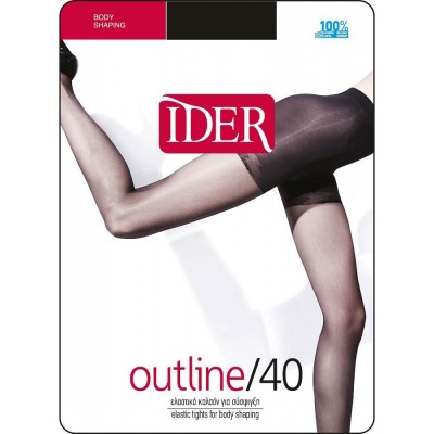 Ider - OUTLINE 40 DEN Body Shaping Διάφανο Ενισχυμένο Ελαστικό Καλσόν Λαστέξ Κιλότα με Πόδι Μεγάλα Μεγέθη