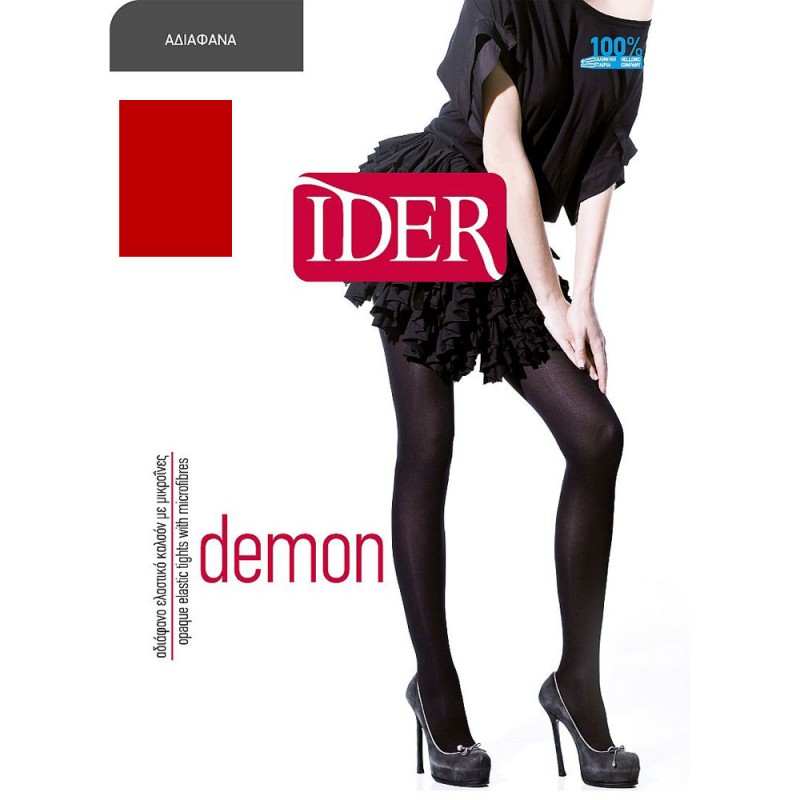 Ider Demon 70Den Αδιάφανο Ελαστικό Καλσόν με Μικροΐνες Κόκκινο
