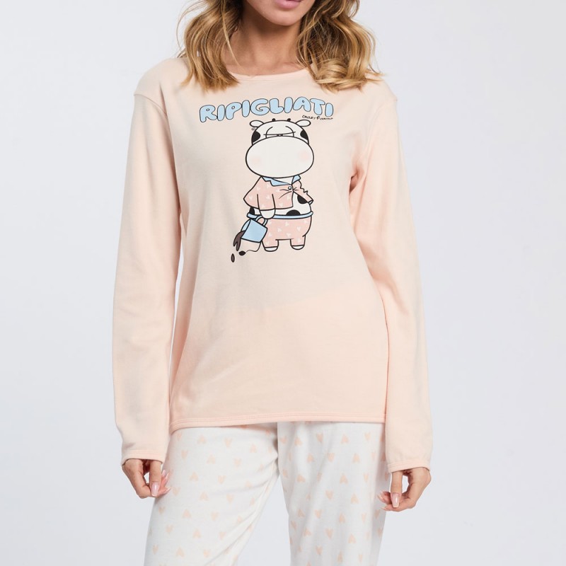 CRAZY FARM Γυναικεία Χειμερινή Πυτζάμα με Σφικτήρα RIPIGLIATI