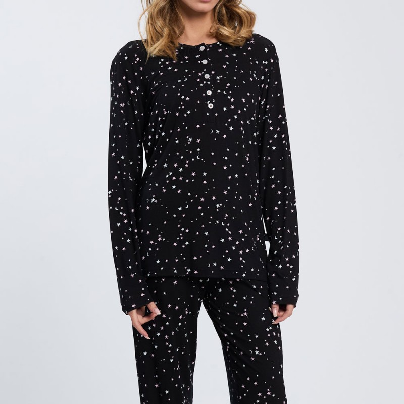CRAZY FARM - Γυναικεία Χειμερινή Πυτζάμα με Πατιλέτα και Σφικτήρα VISCOSA STELLE