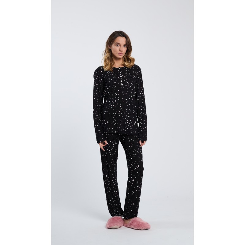 CRAZY FARM - Γυναικεία Χειμερινή Πυτζάμα με Πατιλέτα και Σφικτήρα VISCOSA STELLE