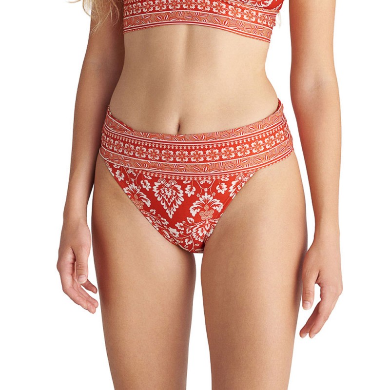 BLU4U Γυναικείο Μαγιό Σλιπ Ψηλόμεσο με Τύπωμα CORAL DAMASK