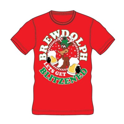 CargoBay Ανδρικό Χριστουγεννιάτικο T-Shirt - Red Brewdolf Let's Get Blitzened