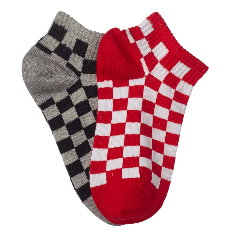 Me-We Παιδικό Βαμβακερό Sneaker με Σχέδιο Τετραγωνάκια (2 Zεύγη)