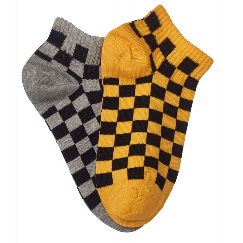 Me-We Παιδικό Βαμβακερό Sneaker με Σχέδιο Τετραγωνάκια (2 Zεύγη)