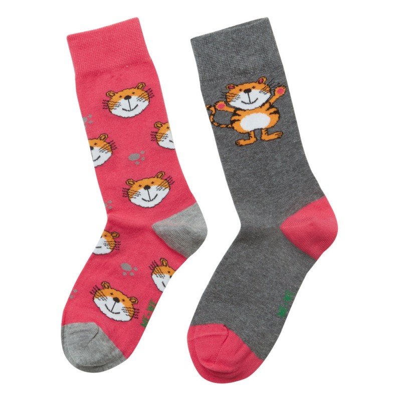 Me-We Παιδική Βαμβακερή Kάλτσα με Σχέδιο Tiger (2 Zευγάρια)