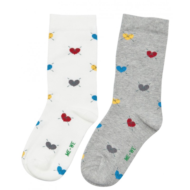 Me-We Παιδικές Βαμβακερές Kάλτσες για Κορίτσι με Σχέδιο Καρδιές (2 Zευγάρια)