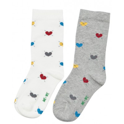 Me-We Παιδικές Βαμβακερές Kάλτσες για Κορίτσι με Σχέδιο Καρδιές (2 Zευγάρια)