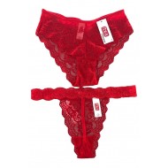 Ider - 2-Pack Γυναικείο Set String & Cheeky Hipster με Δαντέλα Συσκευασία Δώρου