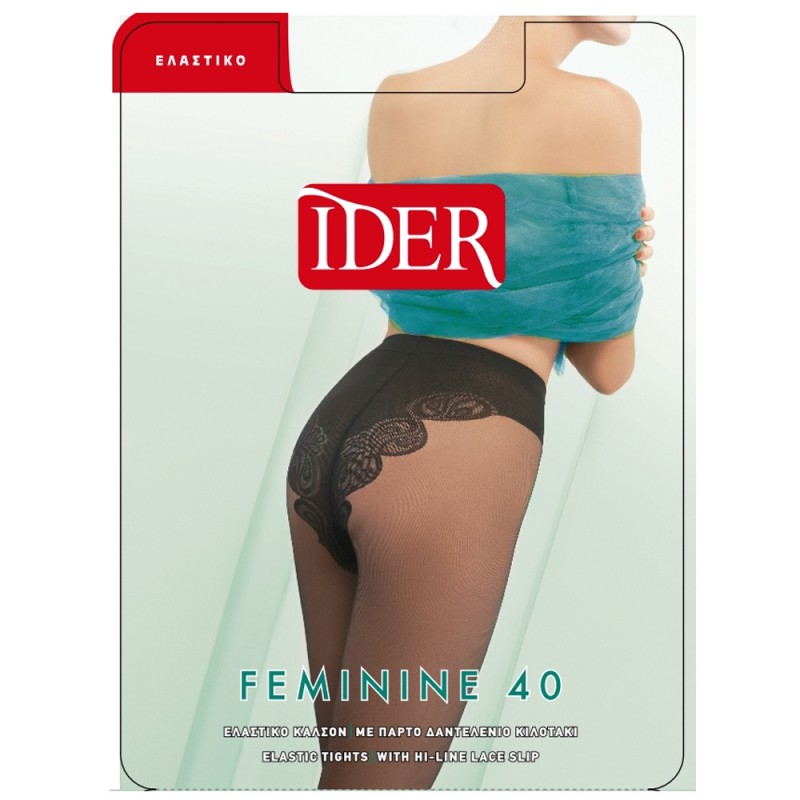 Ider Feminine - Λεπτό ελαστικό καλσόν 40 Den, Ημιμάτ, με παρτό δαντελένιο κυλοτάκι