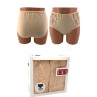 Ider - 2-Pack Γυναικείο Maxi Slip Βαμβακερό με Σχέδιο Δαντέλα στο Πλάι