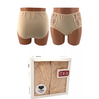 Ider - 2-Pack Γυναικείο Maxi Slip Βαμβακερό με Σχέδιο Δαντέλα στο Πλάι