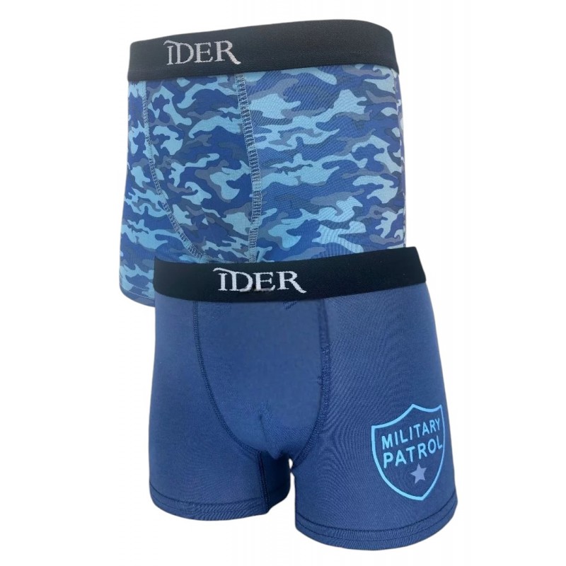Ider - 2-Pack Boxer για Αγόρι Βαμβακερό με Εξωτερικό Λάστιχο και Camouflage & Μονόχρωμο
