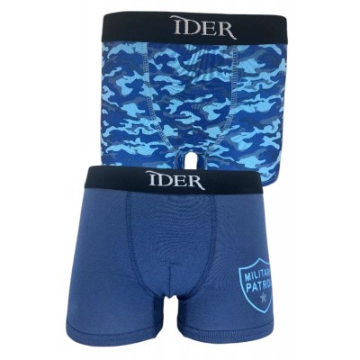 Ider - 2-Pack Boxer για Αγόρι Βαμβακερό με Εξωτερικό Λάστιχο και Camouflage & Μονόχρωμο