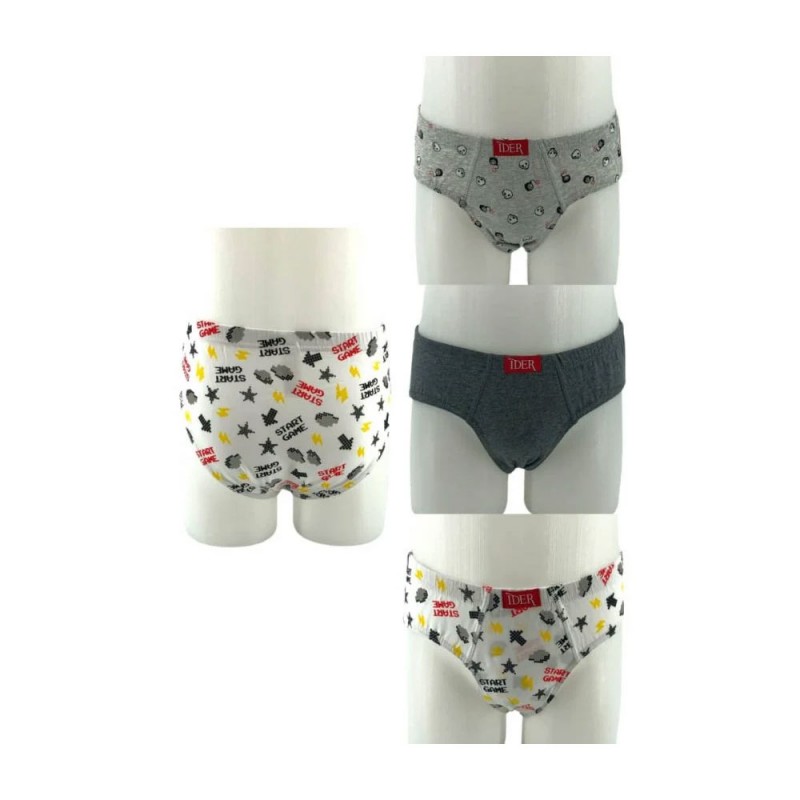 Ider - 3-Pack Σλιπ για Αγόρι Βαμβακερό με Εσωτερικό Λάστιχο και Σχέδιο