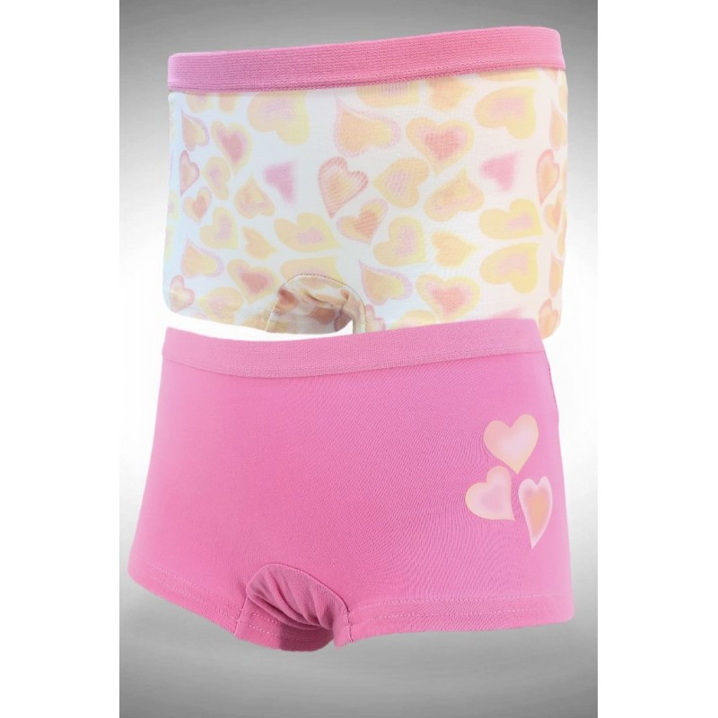 Ider - 2-Pack Boxer για Κορίτσι Βαμβακερό με Εξωτερικό Λάστιχο και Σχέδιο Καρδούλες