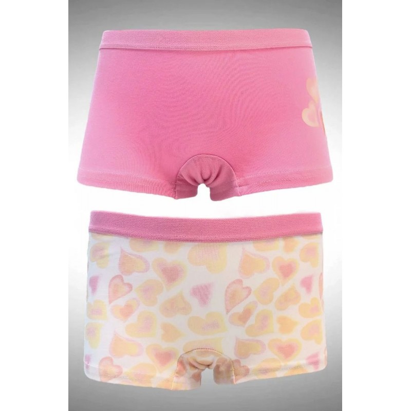 Ider - 2-Pack Boxer για Κορίτσι Βαμβακερό με Εξωτερικό Λάστιχο και Σχέδιο Καρδούλες