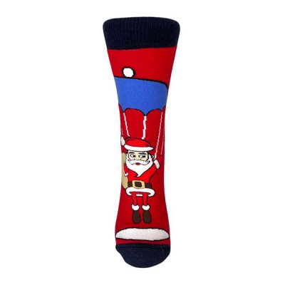 INIZIO - Γυναικεία Χριστουγεννιάτικη Κάλτσα Πετσετέ με Σχέδιο Άι Βασίλης με Αλεξίπτωτο