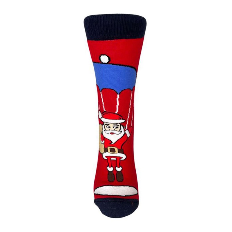 INIZIO - Γυναικεία Χριστουγεννιάτικη Κάλτσα Πετσετέ με Σχέδιο Άι Βασίλης με Αλεξίπτωτο