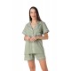 Relax - Γυναικεία Καλοκαιρινή Πυτζάμα Μονόχρωμη Πέτο Γιακά Κουμπιά και Σορτς Cotton/Modal