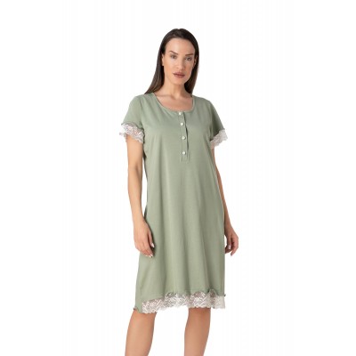 Relax - Γυναικείο Καλοκαιρινό Νυχτικό Μονόχρωμο με Πατιλέτα και Δαντέλα Cotton/Modal