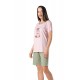 Relax - Γυναικεία Καλοκαιρινή Πυτζάμα με Κοντό Μανίκι Βερμούδα και Τύπωμα Φράουλες Cotton/Modal