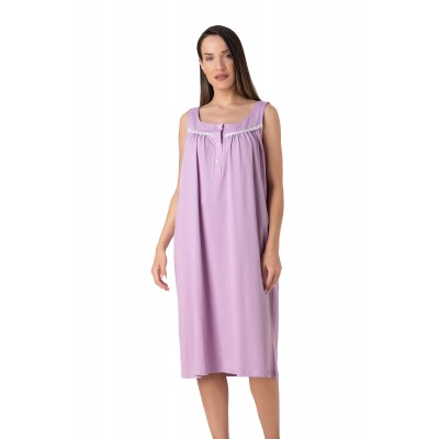 Relax - Γυναικείο Καλοκαιρινό Νυχτικό Μονόχρωμο με Φαρδιά Ράντα Πατιλέτα και Σούρες