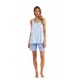 Harmony - Γυναικεία Αμάνικη Πυτζάμα Denim Εμπριμέ με Πατιλέτα και Βερμούδα Cotton Modal