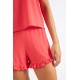 Harmony - Γυναικείο Babydoll Κοντό Μανίκι Crop Top Σορτς με Βολάν Πουά Micromodal