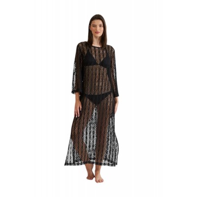 Harmony - Γυναικείο Φόρεμα Θαλάσσης Πλεκτό Μάξι με Λαιμόκοψη και Μανίκι