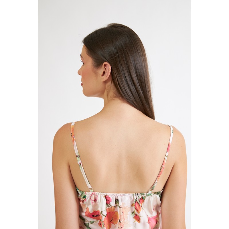 Harmony - Γυναικείο Babydoll Floral Σατέν με Δαντέλα