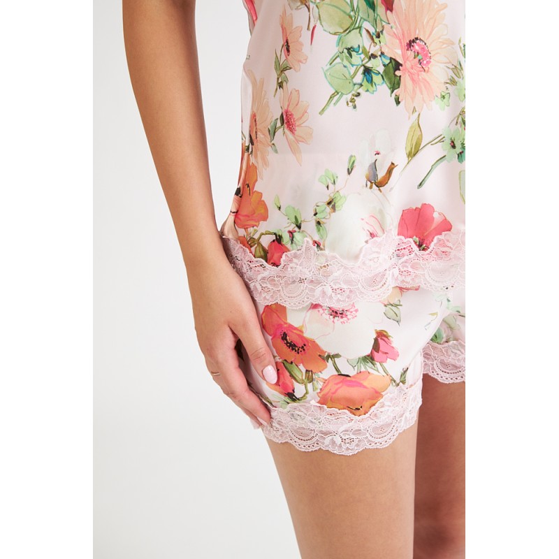 Harmony - Γυναικείο Babydoll Floral Σατέν με Δαντέλα