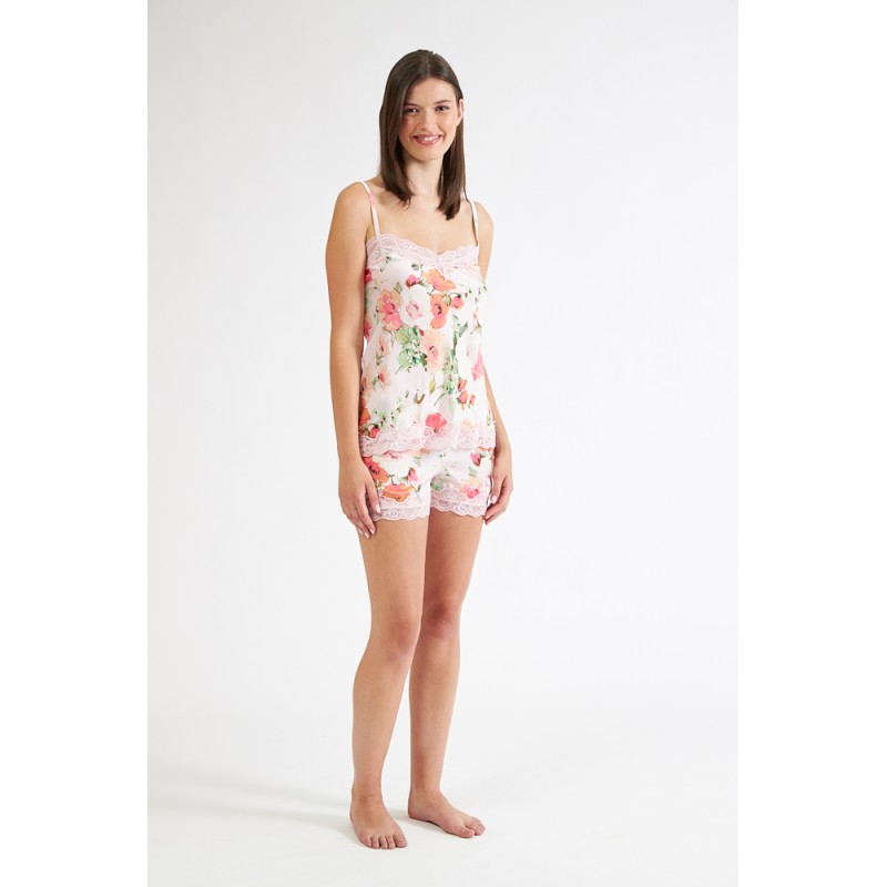 Harmony - Γυναικείο Babydoll Floral Σατέν με Δαντέλα