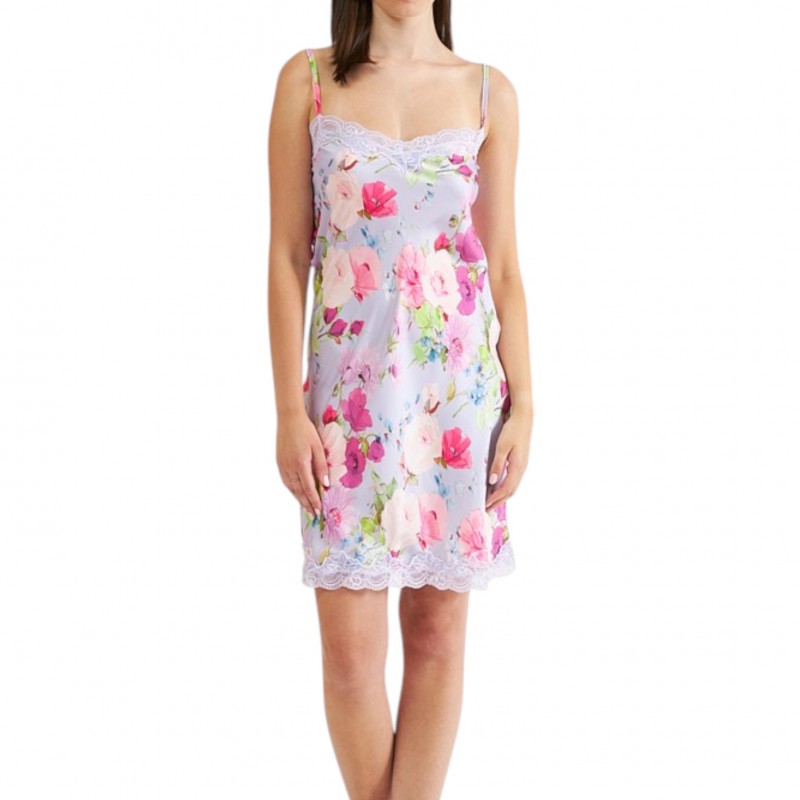 Harmony - Γυναικείο Νυχτικό Σατέν Λεπτή Ράντα Floral Δαντέλα