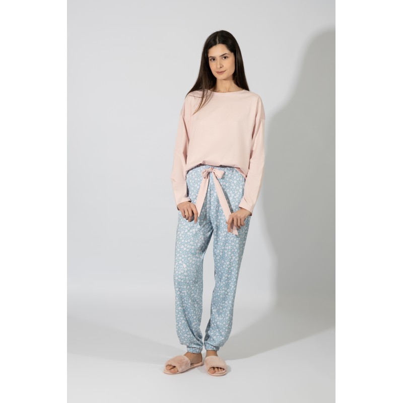 Harmony - Γυναικεία Χειμερινή Πυτζάμα Modal Cotton με Mint Daisy Παντελόνι