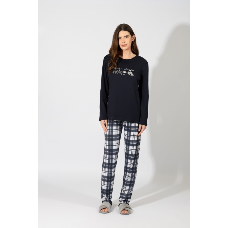 Harmony - Γυναικεία Χειμερινή Πυτζάμα με Καρό Παντελόνι και Τύπωμα Κοάλα